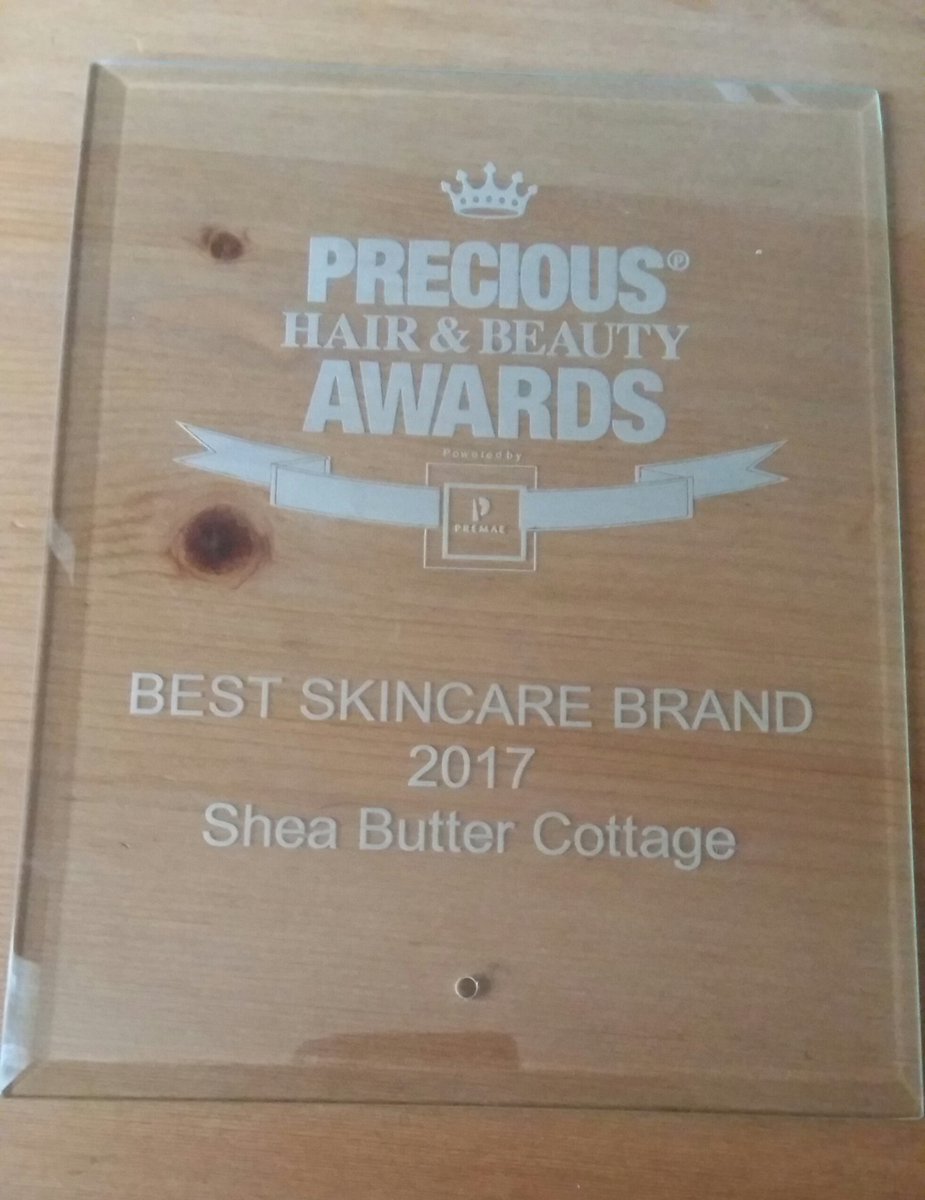 foluke's tweet photo. Congratulations #sheabuttercottage @akuawood Winner! Best Skincare Brand at inaugural Hair & Beauty Awards #preciousHABA #blogger #WOC https://t.co/0YmrNMt5Sj