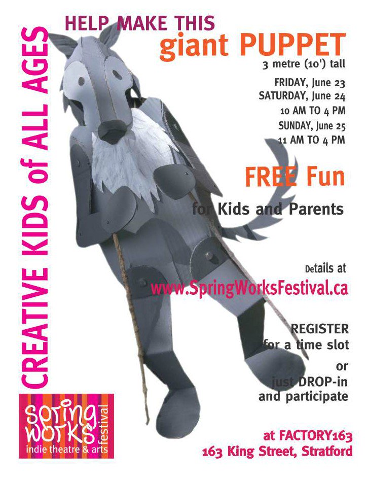 SpringWorksFest's tweet photo. Move over #rubberduck Help make #SpringWorksGiantPuppet our new mascot. June 23-25 @Factory163 #StratfordON FREE https://t.co/SINmdfppOJ https://t.co/DMHcaPUeeH
