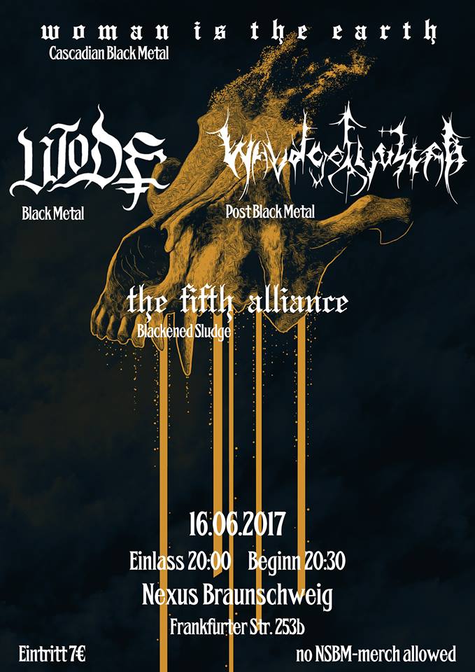 Our 3-day German weekender with #WODE starts tomorrow at #NexusBraunschweig with #WomanIsTheEarth and #Waldgeflüster! #blackmetal #sludge