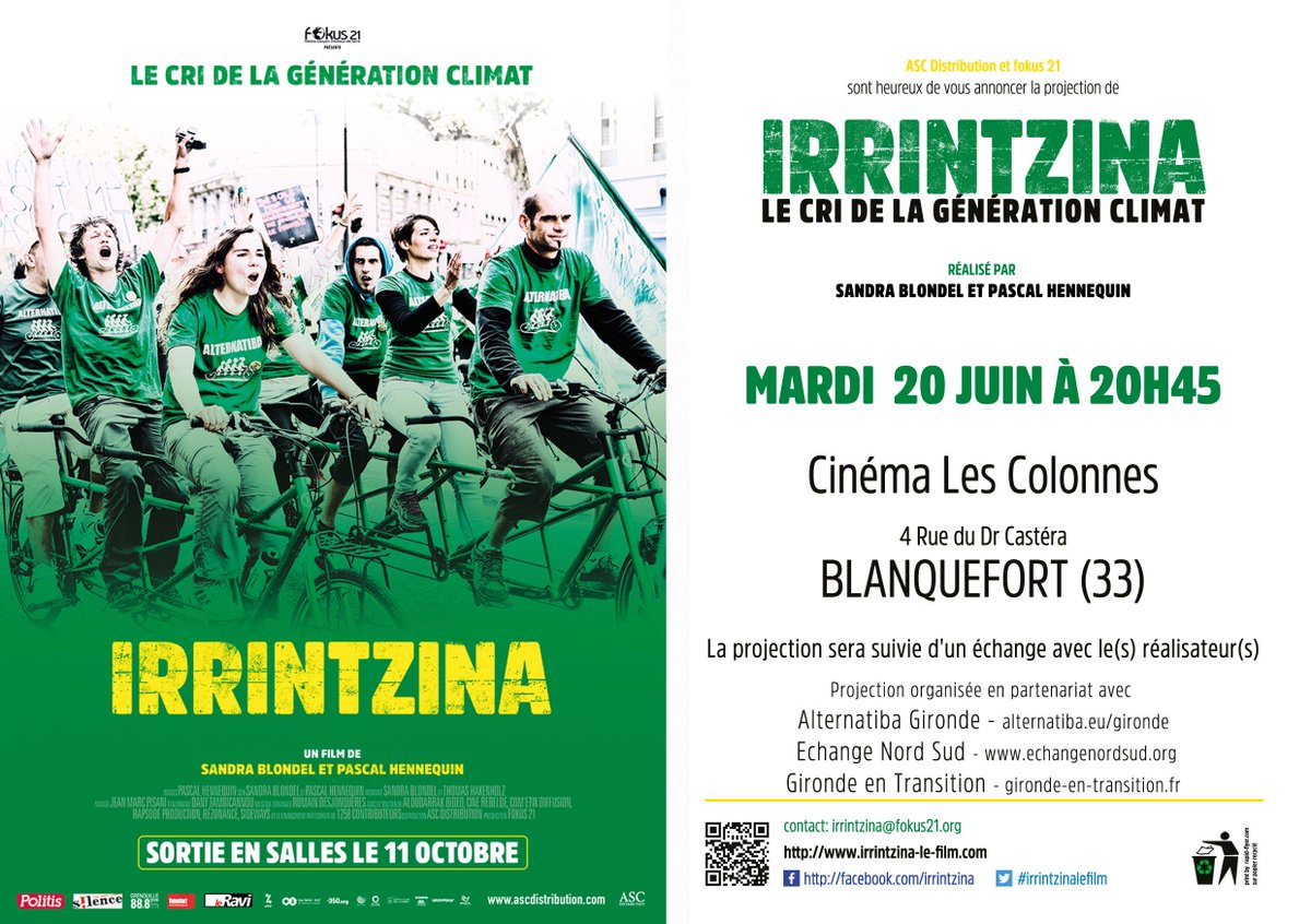 De Bayonne à Paris, <a href="/irrintzina_film/">Irrintzina</a> raconte la folle aventure d' <a href="/alternatiba_/">Alternatiba</a> et de la génération #climat ! facebook.com/events/9628606…