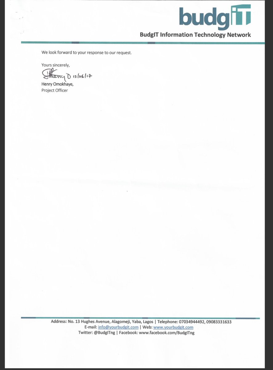 BudgITng's tweet image. Today, we sent #FOI request to the Minister of Finance @HMKemiAdeosun for comprehensive details of N1.2tr released for 2016 capital projects