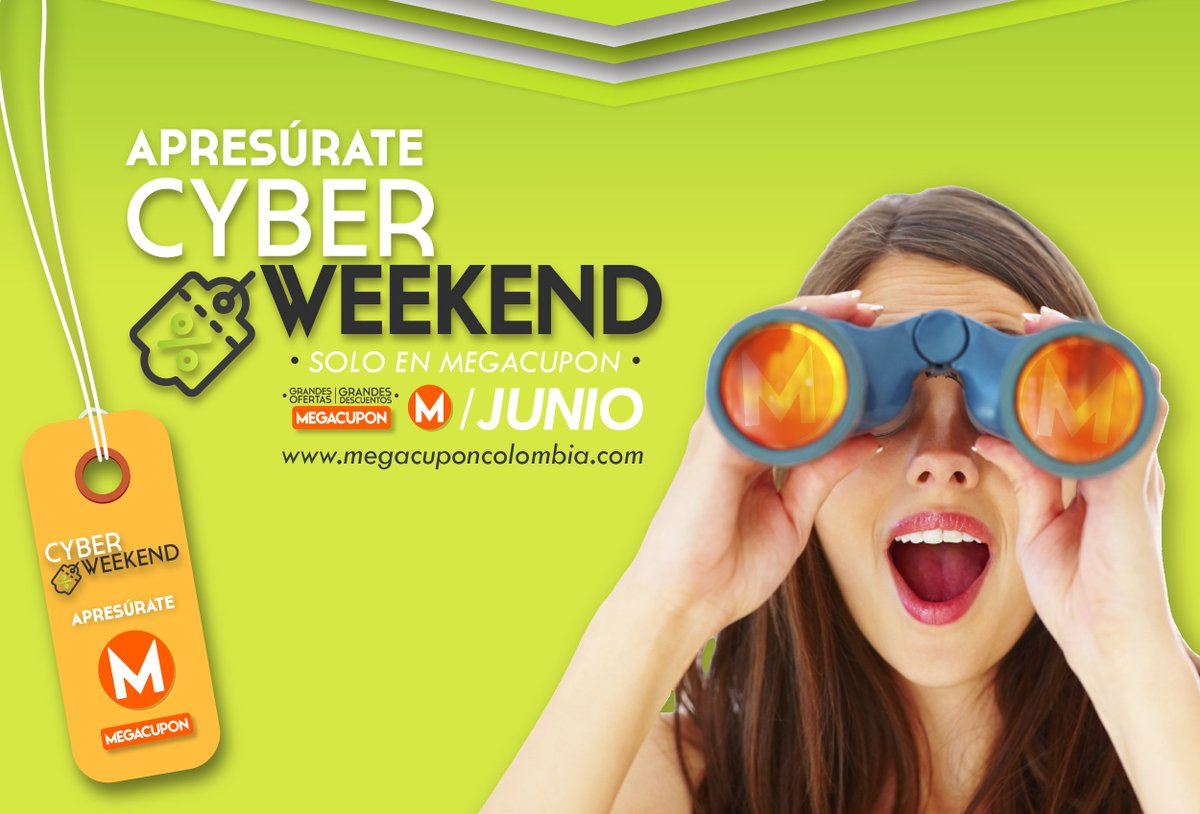 megacuponcolomb's tweet photo. FIN DE SEMANA ONLINE CYBERWEEKEND JUNIO. Solo en MEGACUPON Grandes Ofertas - Grandes Descuentos 🚘🏍🚴🎮🤵👩💯❤😎
https://t.co/KQp93QUljP https://t.co/N6MBvlcnoK