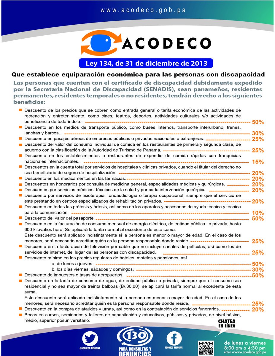 AcodecoPma's tweet photo. Beneficios que otorga Ley 134 a personas con discapacidad que presenten certificado expedido por  @SenadisInfo https://t.co/WvganmvEB2
