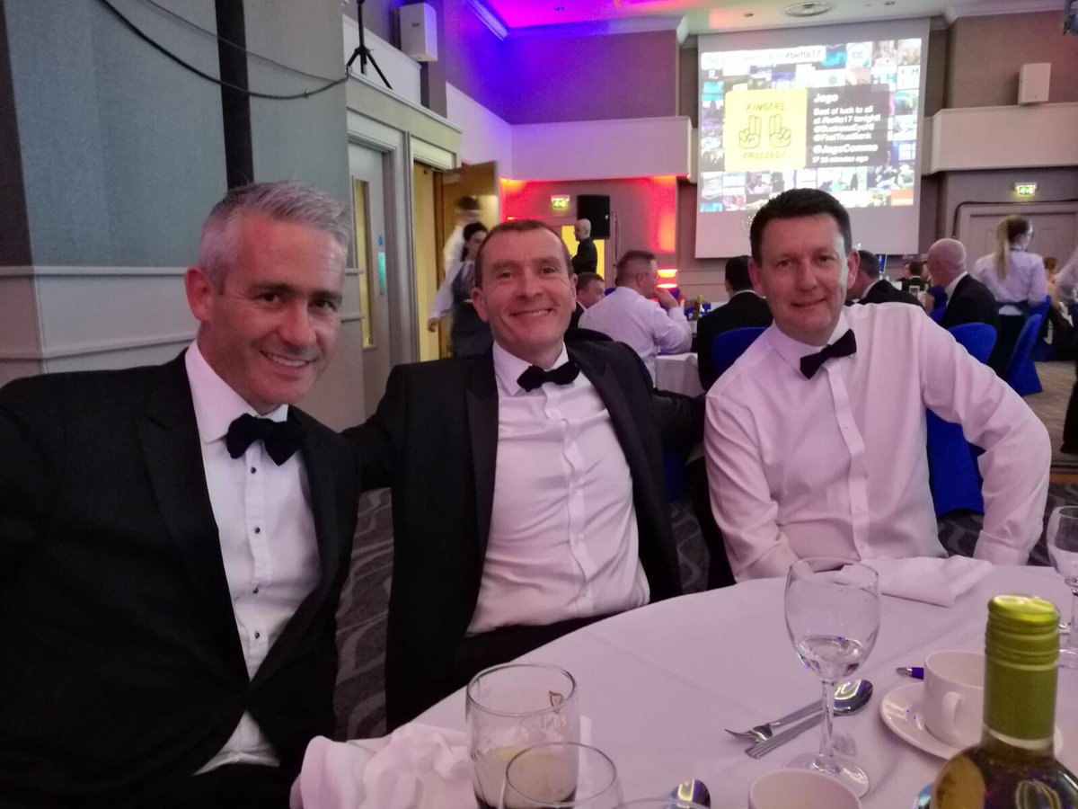 Cormac O'Donnell, Anton Stanley <a href="/McNicholasgroup/">McNicholas</a> &amp; Stephen Smith <a href="/lighthouseni/">Lighthouse Comms</a>. <a href="/ITS_training_/">ITS - Industry Training Services</a> guests at tonight's #BEFTA17 #Dapper