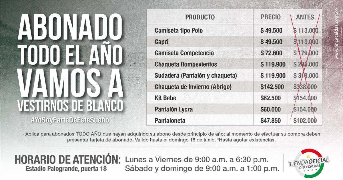 oncecaldas's tweet photo. Abonado todo el año, esta promoción es para ti. #YoSoyParteDeEsteSueno https://t.co/kBcBIdMAF9
