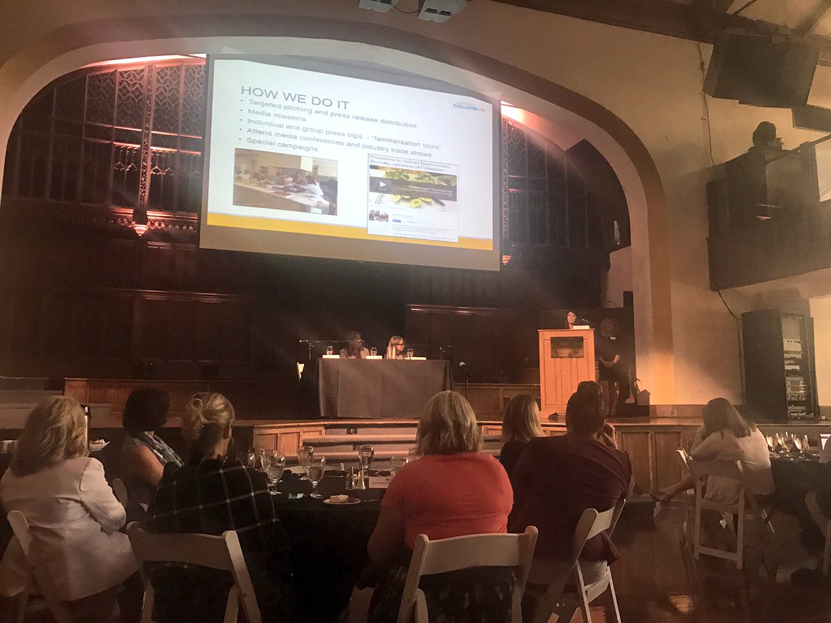 LauraCbusSports's tweet photo. Great conversation on Pitching Columbus at the @PRSAcentralOhio luncheon today. Way to represent @ExpCols, @megumirobinson! #COPRSA https://t.co/HxeNRkXuQV