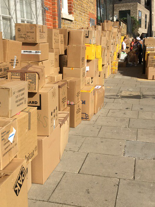 Volunteers sort and box the generous donations made in the wake of the Grenfell fire.
Thanks to one and all
