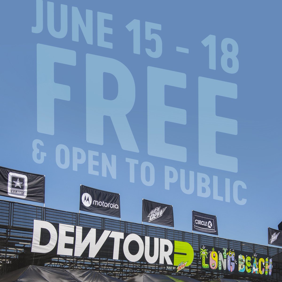 The @DewTour starts today. Come out to the Rainbow Lagoon at the  @LBConventionCtr at 11am and catch the AM Street Qualifiers!