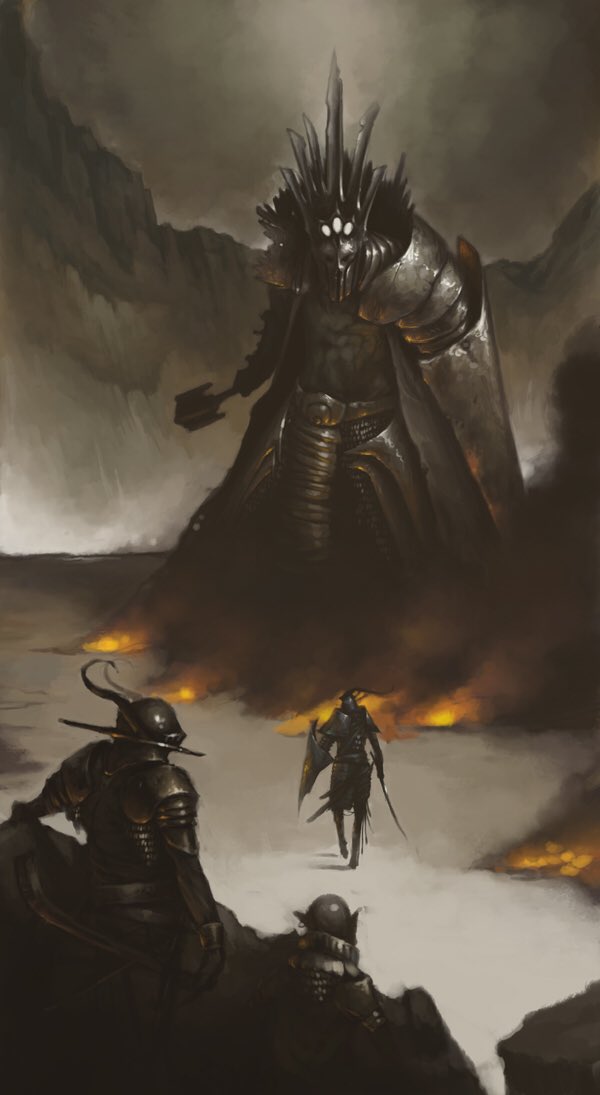 TwoNerdsandaGuy's tweet photo. Pretty sure this is the pic Dirk references at 58:31 in the fight b/t Morgoth &amp; Fingolfin, Quoth Morgoth "GAME OVER BITCH" (photo: LOTRwiki) https://t.co/hScItvtIBB