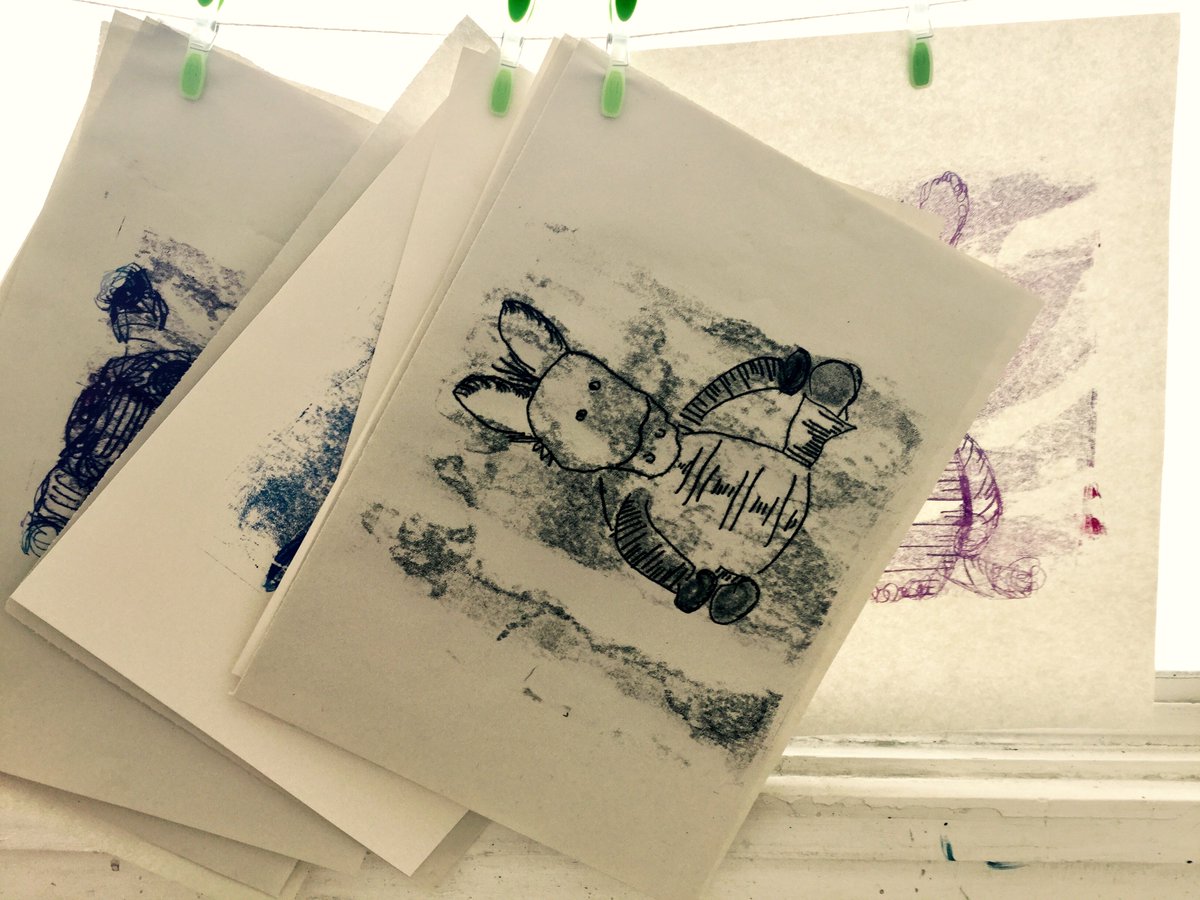 NorthernPrint's tweet photo. We've been running a series of workshops as part of @foil_hartlepool These are from illustrator Rosie Faragher's monoprint sessions this wk. https://t.co/jUUxBZXEM3