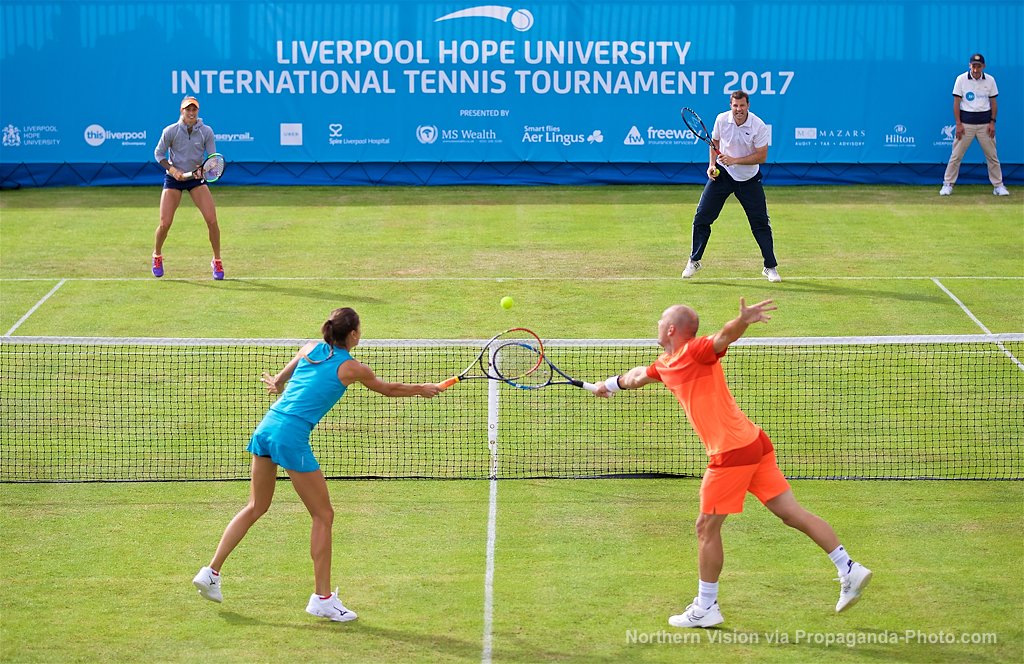 LiverpoolTennis's tweet photo. In out final game of the day Steve Darcis &amp; Corinna Dantoni beat Polona Hercog &amp; Barry Cowan 6-3. #LITT17 https://t.co/evZK1AqRWM