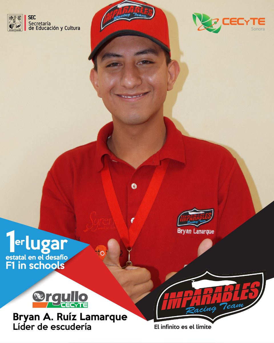 CecytesSonora's tweet photo. Conoce al Líder de Escudería @ImparablesRT Bryan A. Ruíz Lamarque,  ya pocos días para la etapa Nacional @F1SMX 🏁💯👍 #OrgulloCecyte https://t.co/qB9qjQ1qb3