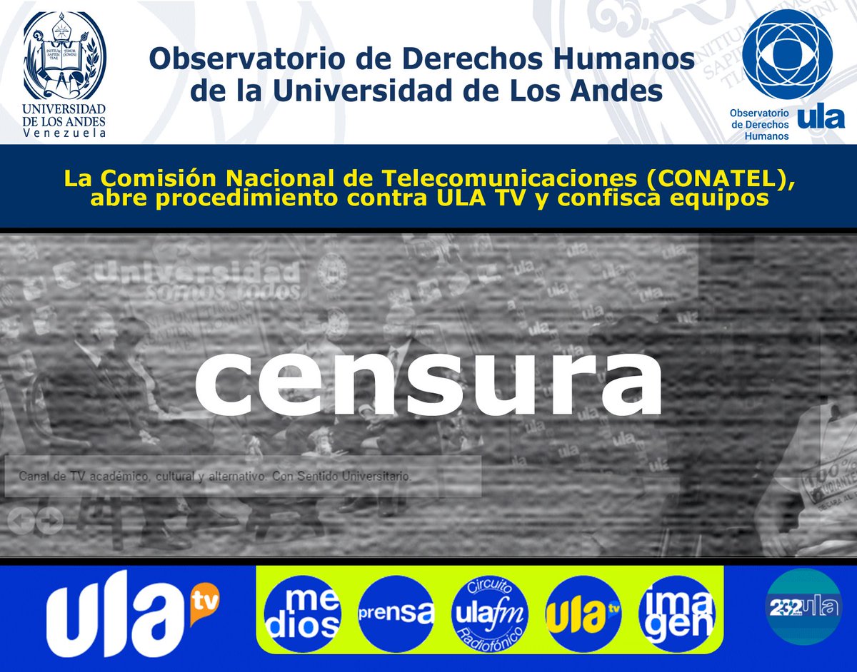 Uladdhh's tweet photo. Se cercenan derechos universitarios de libre conciencia, expresión y #LibertadAcadémica y el de la colectividad a estar informada. https://t.co/i5bifwC19l