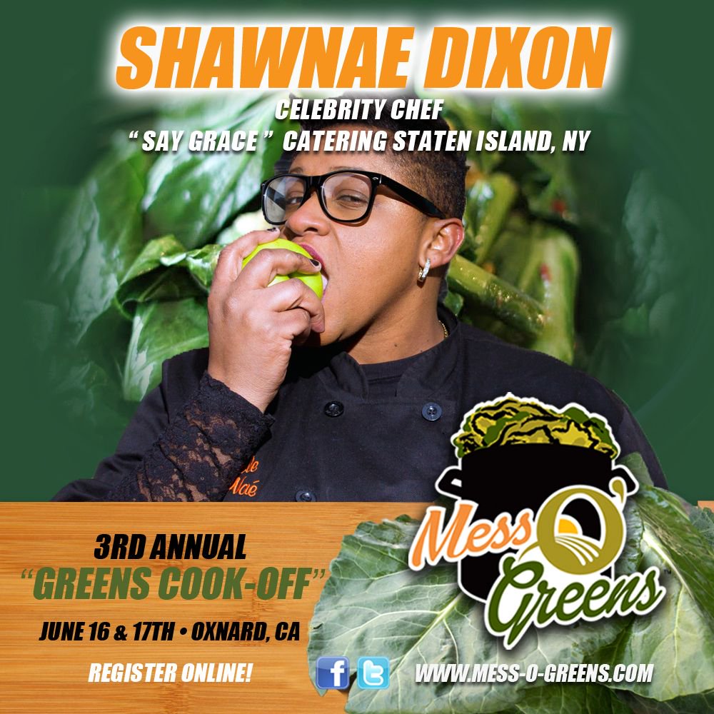 #Retweet and show up at the Mess-O-Greens Cook-Off this Saturday 17th! Join at <a href="/saygracenyc/">Shawnae Dixon</a> as she'll be judging some greens. Yumm