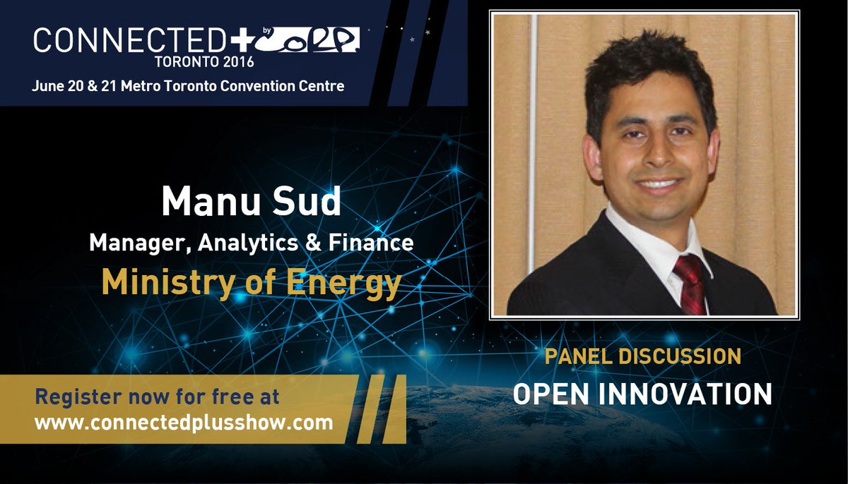 Ministry Of Energy's <a href="/manu_sud/">Manu Sud</a>  will be joining #CPLUS at the Open Innovation panel! See more: bit.ly/2qnqpO1