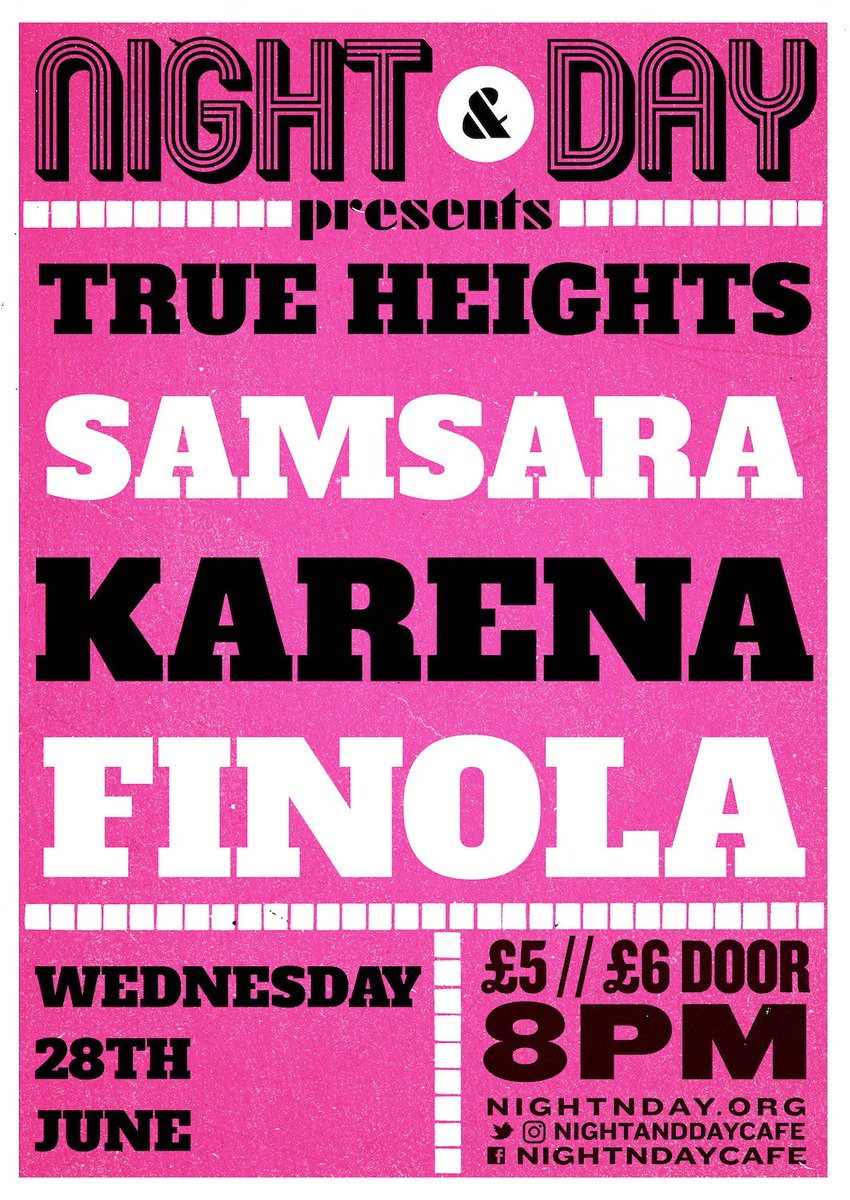 WED 28 JUNE >>> <a href="/TrueHeightsband/">TrueHeights</a> <a href="/samsarathe3/">Samsara</a> <a href="/karenaband/">Karena</a> @FinolaMusic >>>