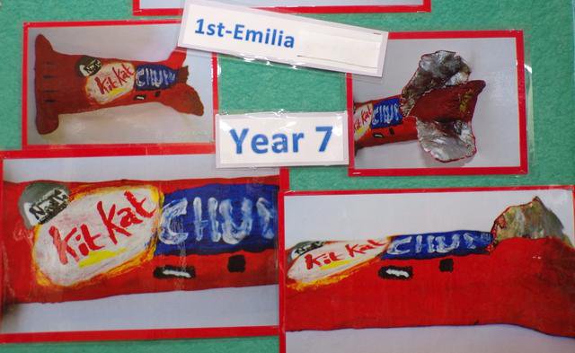 HorsforthArt's tweet photo. Emilia in Year 7 who was placed first. Amelia in second place and Gabriella in third. We have a lot of talented artists in Year 7! https://t.co/ZbH3QZkW7s