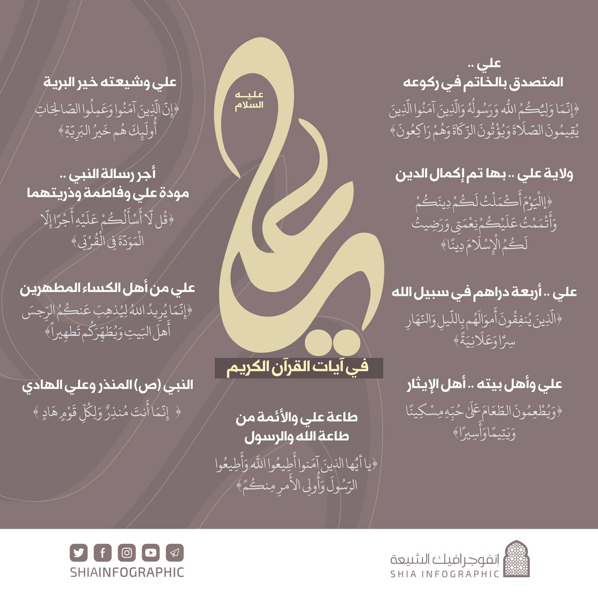 علي (ع) .. في آيات القرآن الكريم

#انفوجرافيك #الشيعة #أمير_المؤمنين #علي_بن_أبي_طالب #شهادة_أمير_المؤمنين #تهدمت_والله_أركان_الهدى