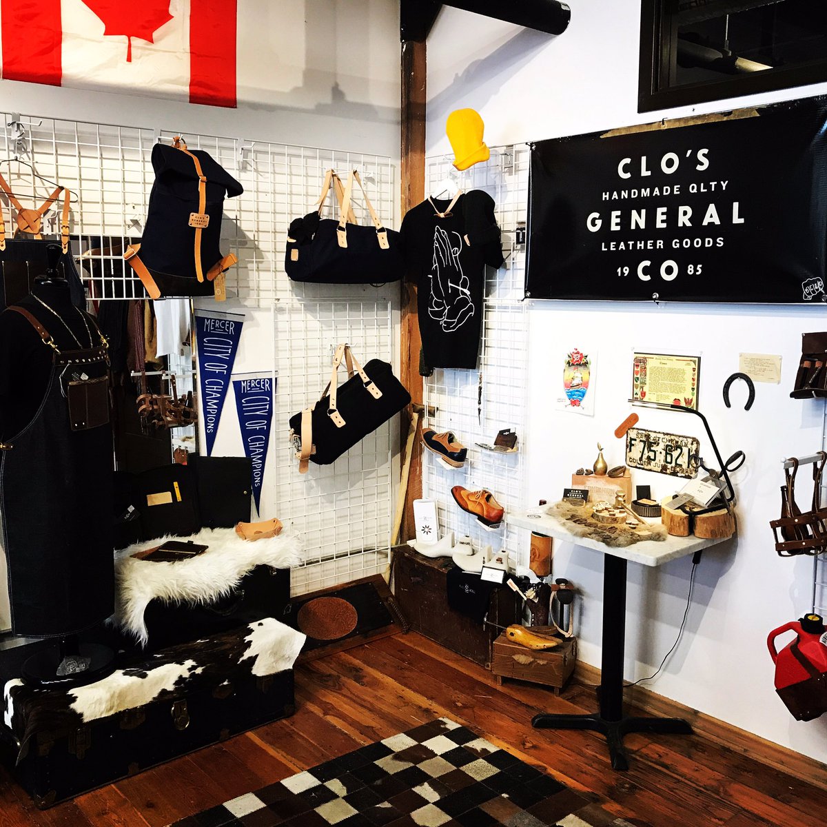 ideadave's tweet photo. Always love checking out #ClosGeneral workshop, space and cool leather goods #local #startup #yeg #handmade @BusinessLinkAB @kariblossom https://t.co/A1TzyHzr0W