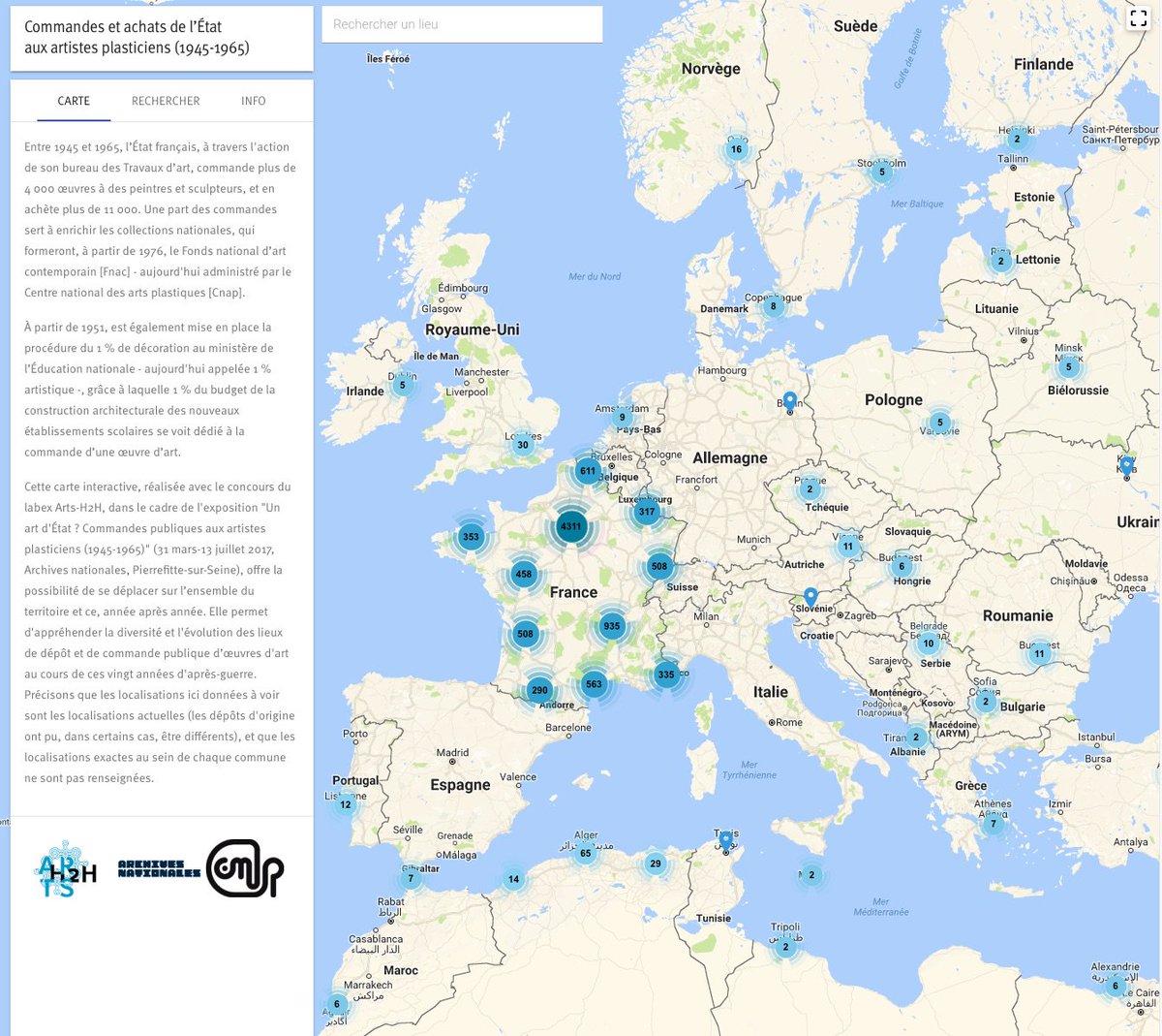 arts_edu_num's tweet photo. #PNAP Carte interactive des commandes de l' #Etat depuis 1945 aux #plasticiens #ArtsPlastiques #oeuvre https://t.co/ih5y4c6tpr https://t.co/pvNSIJN3sk