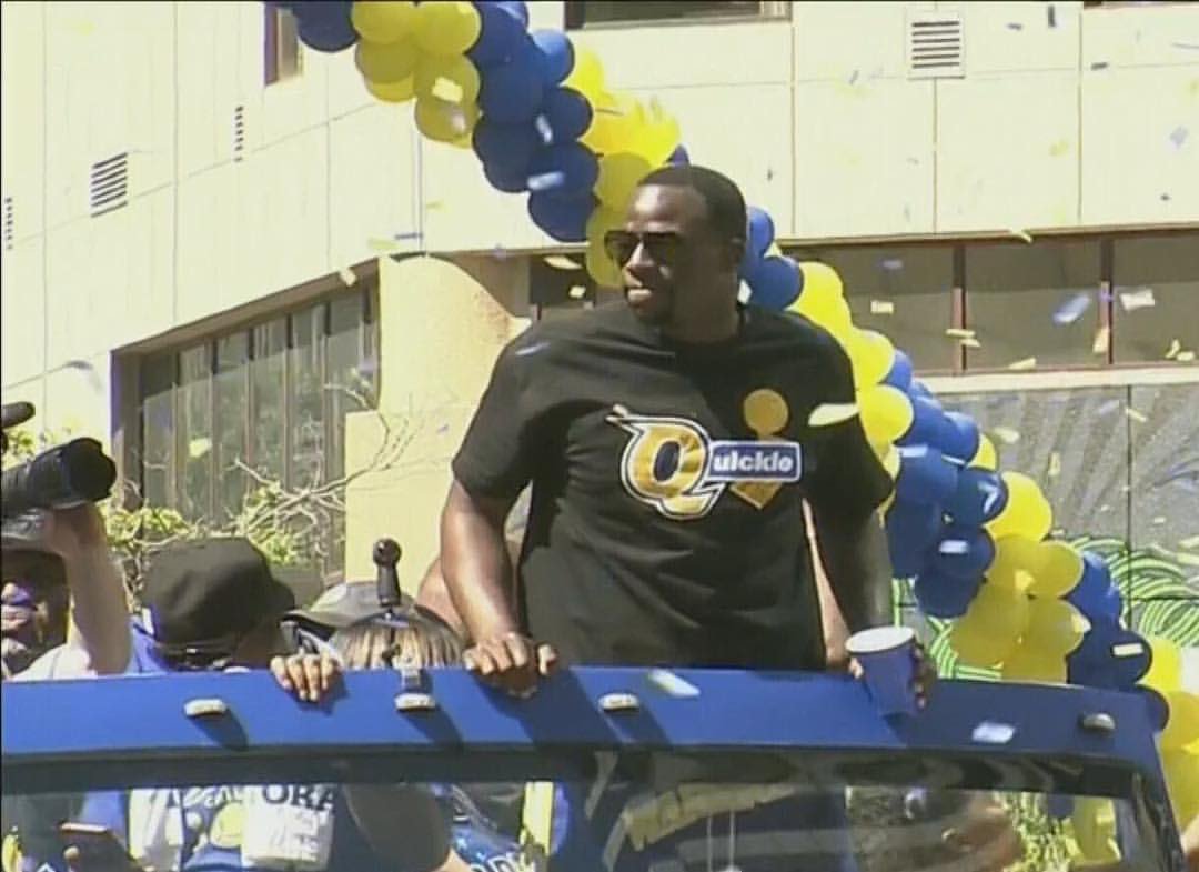 WarriorsDirect's tweet photo. Dray trolls Cavs with the "Quickie" tee! 😂 https://t.co/uikmLPou7c