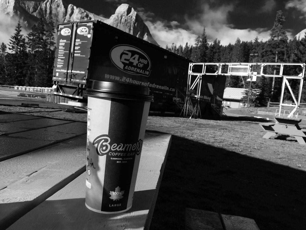 24HOACANMORE's tweet photo. It's party cloudy in Canmore today. Perfect day to grab a cup of joe from our amazing 21 year supporters @BeamersCoffee Canmore. #24HOA2017 https://t.co/pE2NrzZsW0