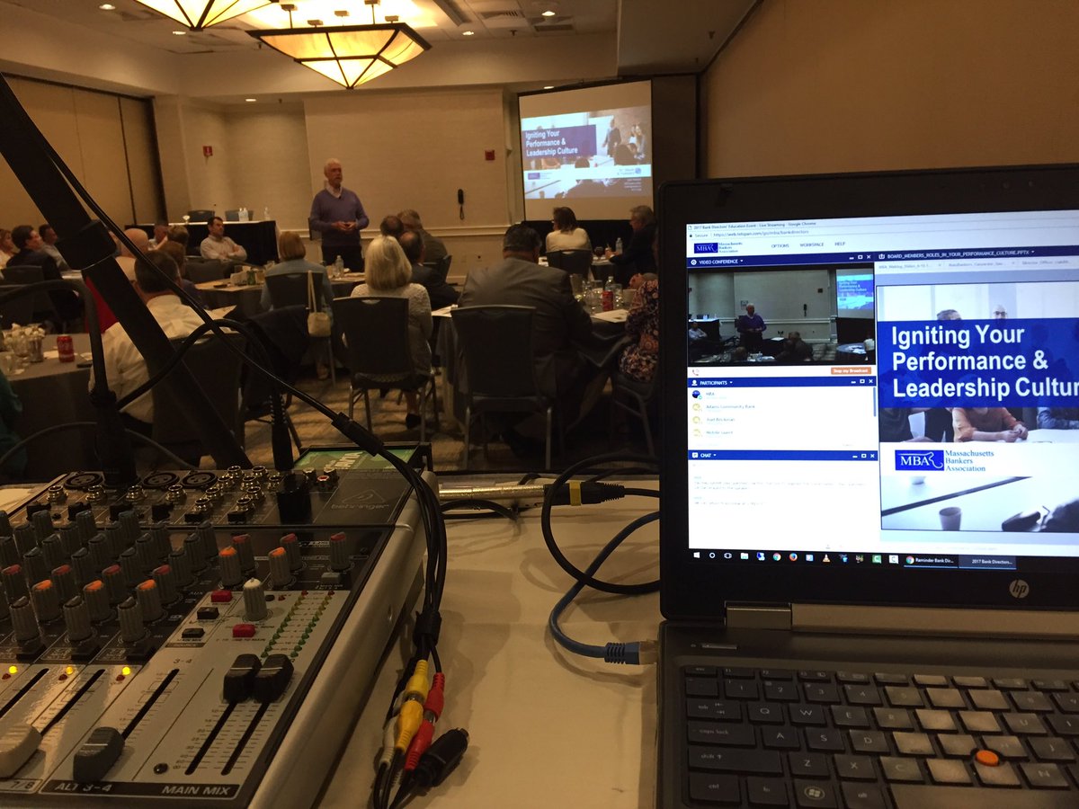 deakmanMC's tweet photo. @TelSpan is onsite today #livestreaming the @MaBankersAssoc Bank Director/Trustee Education Program! https://t.co/uGv96pspLZ