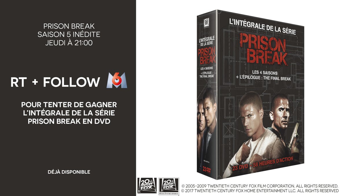 M6's tweet photo. RT+Follow @M6 pour tenter de gagner l'intégrale de la série #PrisonBreak en DVD ! https://t.co/nWELULYnBT