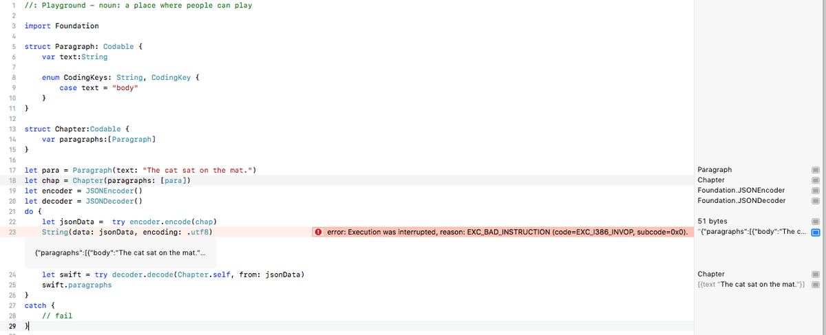 sketchyTech's tweet image. Ignore the warning, that’s just the new #Xcode beta getting confused. Use #CodingKeys when you want to rename