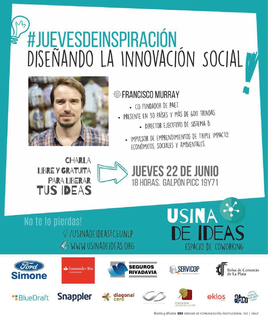 emprenderlp's tweet photo. @UsinadeIdeasFCE @MurrayFrancisco @PaezCalzados @Rociotecnocom @cfrojas #emprendedores #JuevesdeInspiracción #InnovacionSocial https://t.co/iMIKaLn438