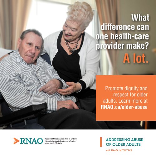 RNAO's tweet photo. Today is World Elder Abuse Awareness Day. Spreading knowledge can help someone you know #WEAAD2017 @ElderAbuseOnthttp://ow.ly/Kvle30cCQoe https://t.co/egBNPpW8Jz