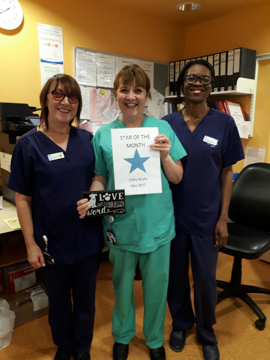 EndoscopyQH's tweet photo. Congratulations to Cathy Butler our CDU Star of the Month, with Srs. Senga Middleton and Petra Harriott-Edwards https://t.co/t6Cfq1DNtk
