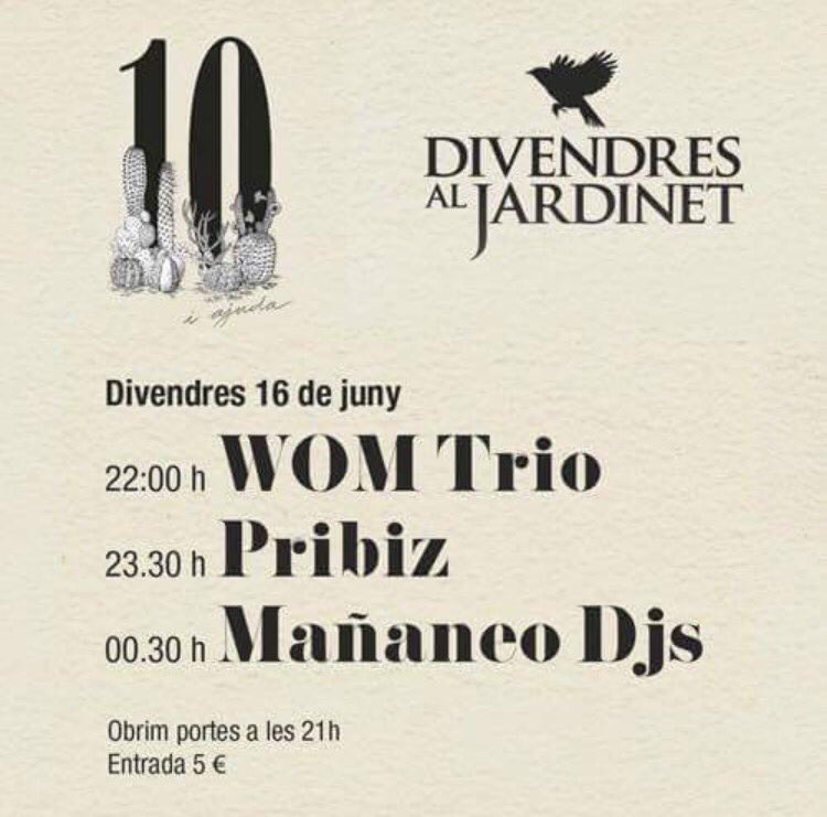 WOMscollective's tweet photo. Ja tens pla per demà? Al Casal de #MolletdelVallès actuem @WOMtrioBCN al #DivendresalJardinet, a les 22h! I la nit serà llarga..Us esperem!🤗 https://t.co/6aFMn6tjew