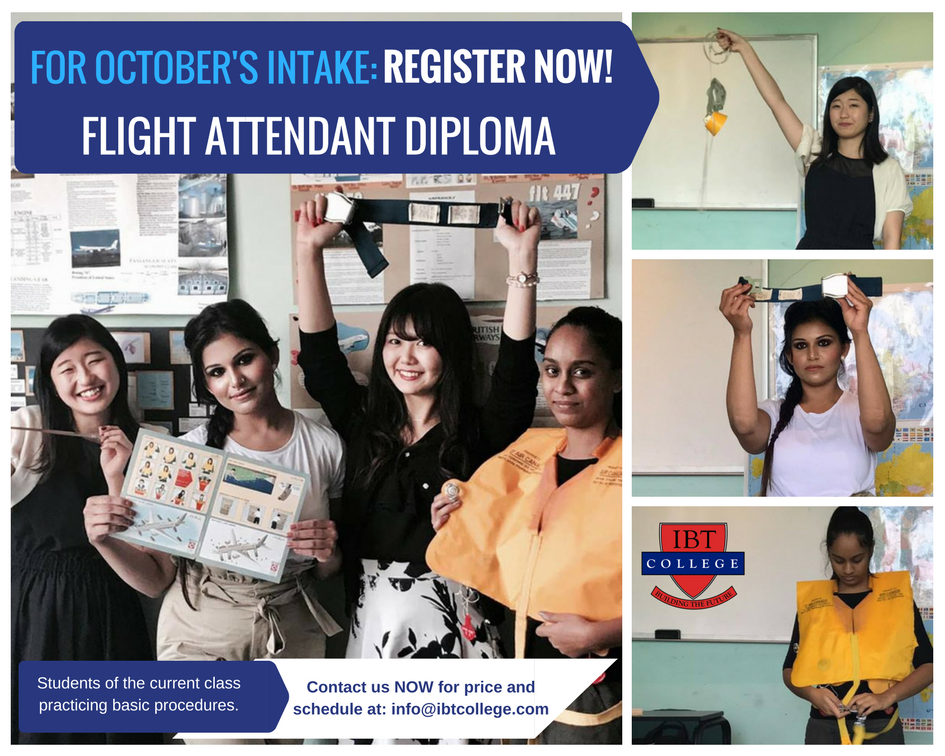 IBT_College's tweet photo. Want do be a Flight Attendant? We will train you in 2-months. Discover the secrets of being part of the cabin crew team at @IBTCollege https://t.co/b0tTfooBSv