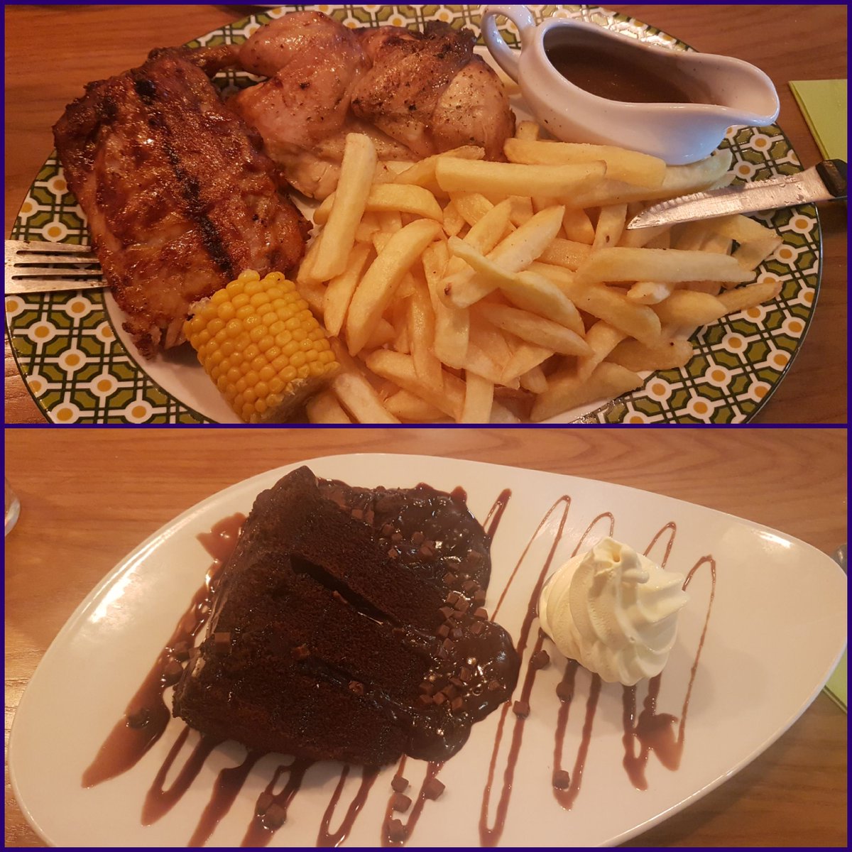 11122X's tweet photo. Fantastic dinner tonight courtesy of @HarvesterUK. Thank you! #83Combo https://t.co/cLCQbVhv7i