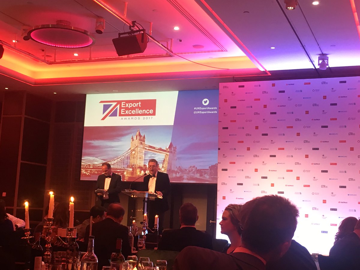 Pete Gubbins &amp; Henry Anson introduce the <a href="/UKExportAwards/">UK Export Awards</a> evening! Great night so far celebrating #export #ukmfg