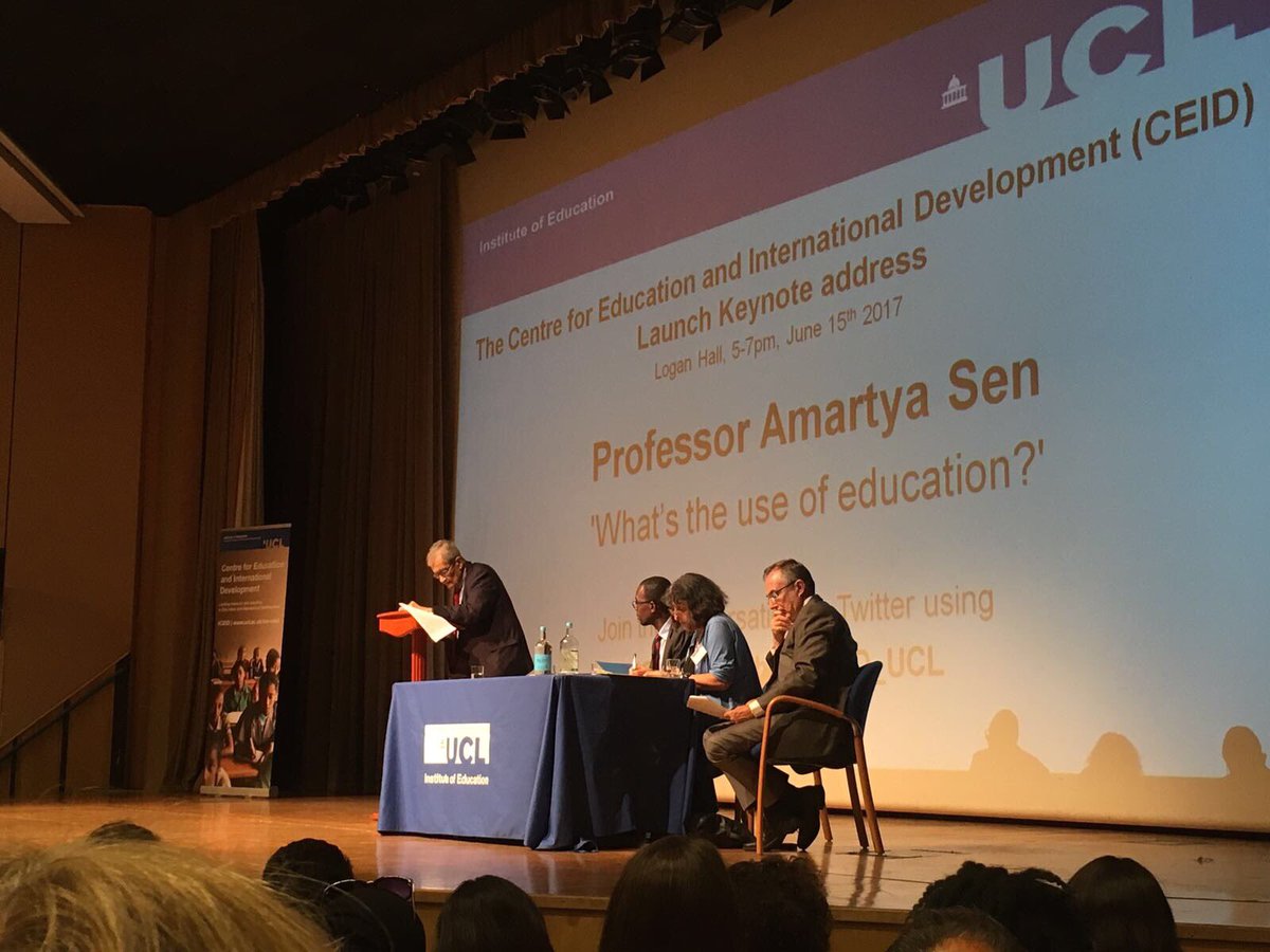 IriniPantelidou's tweet photo. "Being illiterate is like being imprisoned in a dark chamber" #CEIDLaunch #education @AmartyaSen_Econ https://t.co/P55XDtcJeL