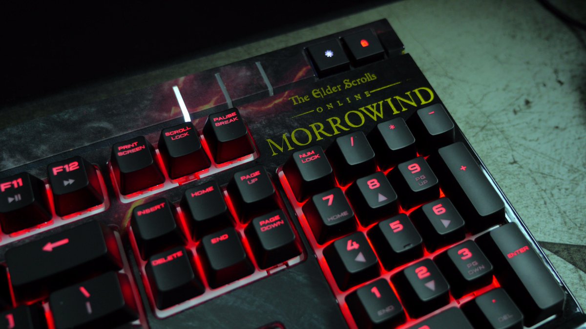 CORSAIR's tweet image. Return to Morrowind with this epic custom keyboard. Enter to win a set of custom @TESOnline peripherals! ➡️ bit.ly/CorsairESO