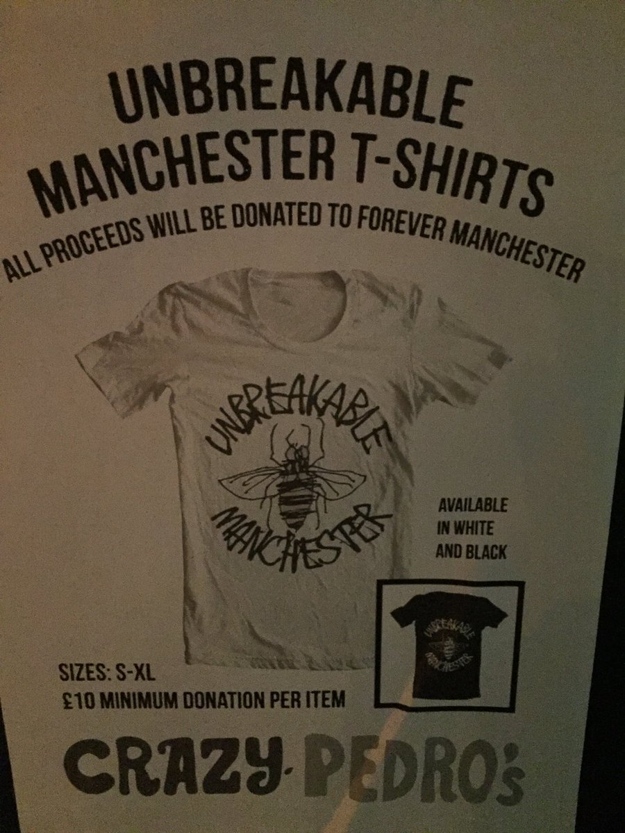 milkmcr's tweet photo. Great cause! On sale @ both @CrazyPedros . Get involved folks 👌🏻🐝🐝🐝🐝🐝 #Manchester https://t.co/lJdWmSzcPQ