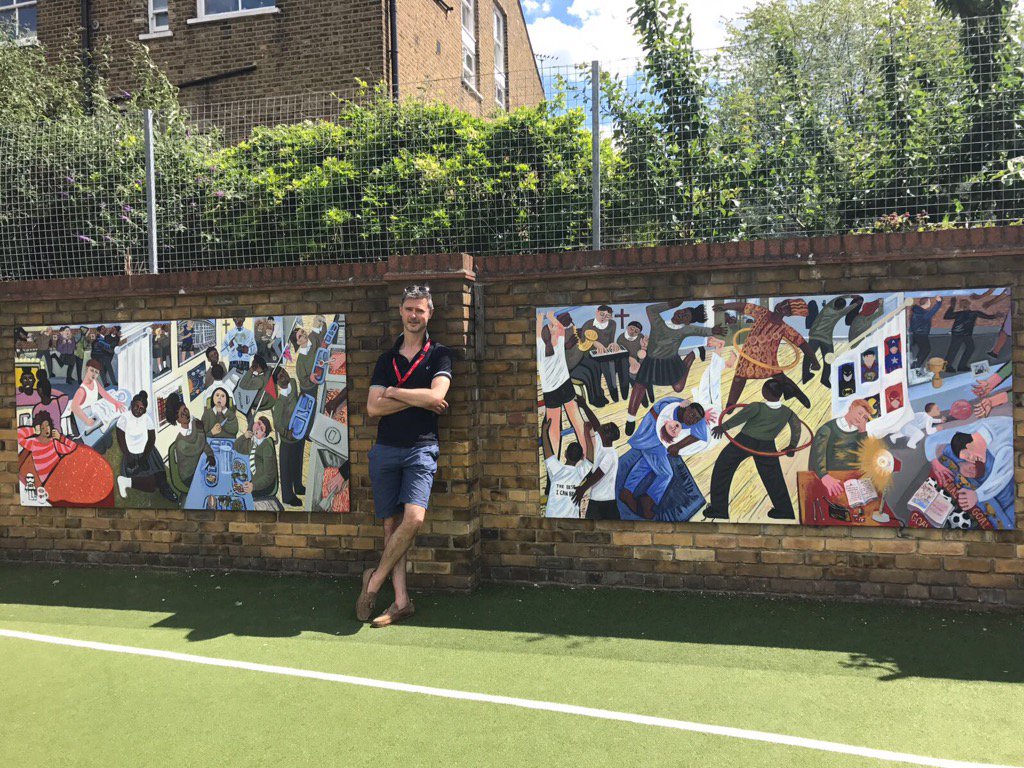 ADayInTheLife @ StMaryMagdalene Primary #Peckham #Mural by muralists in Yrs 4,5,6 #LifeDrawing #imagination #Paint