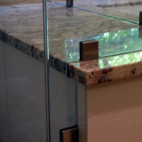 Cardinal Shower Enclosures custom notches and cutouts can accommodate any space in your bathroom, no problem. 

leeglassco.com/shower-doors