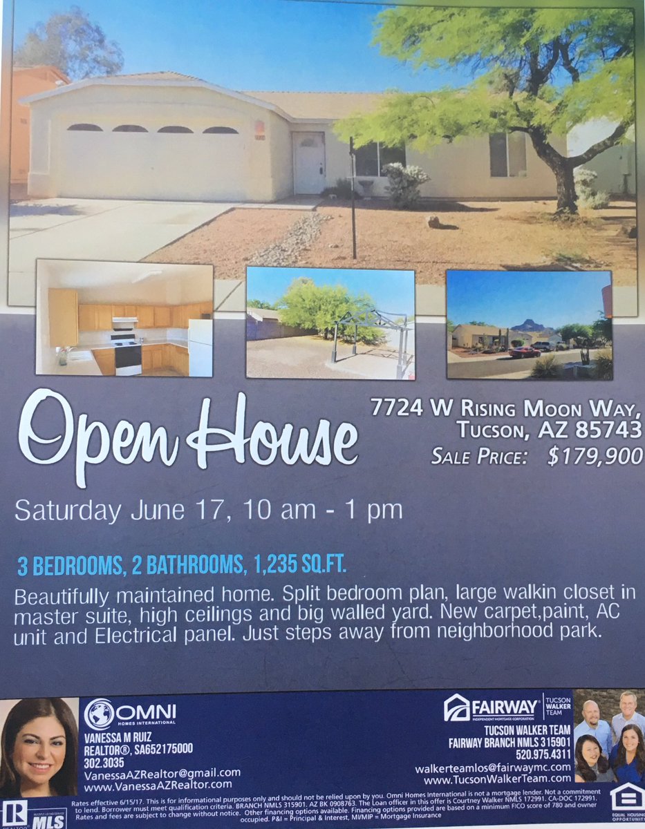 VRuizRealtor's tweet photo. Open House this Saturday 10am-1pm. Call for more info 520.302.3025 #affordablehousing #Tucson #RealEstate https://t.co/FtIe1zyfsJ