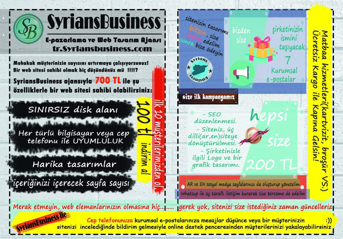 SyriansBusiness's tweet photo. #Web_tasatımı #grafik #pazarlama #tercüme #Arapça #ingilizce tüm cihazlara #uyumlukuk #kurumsal_epostalar #online_destek_penceresi https://t.co/Hq7gOwjB8E