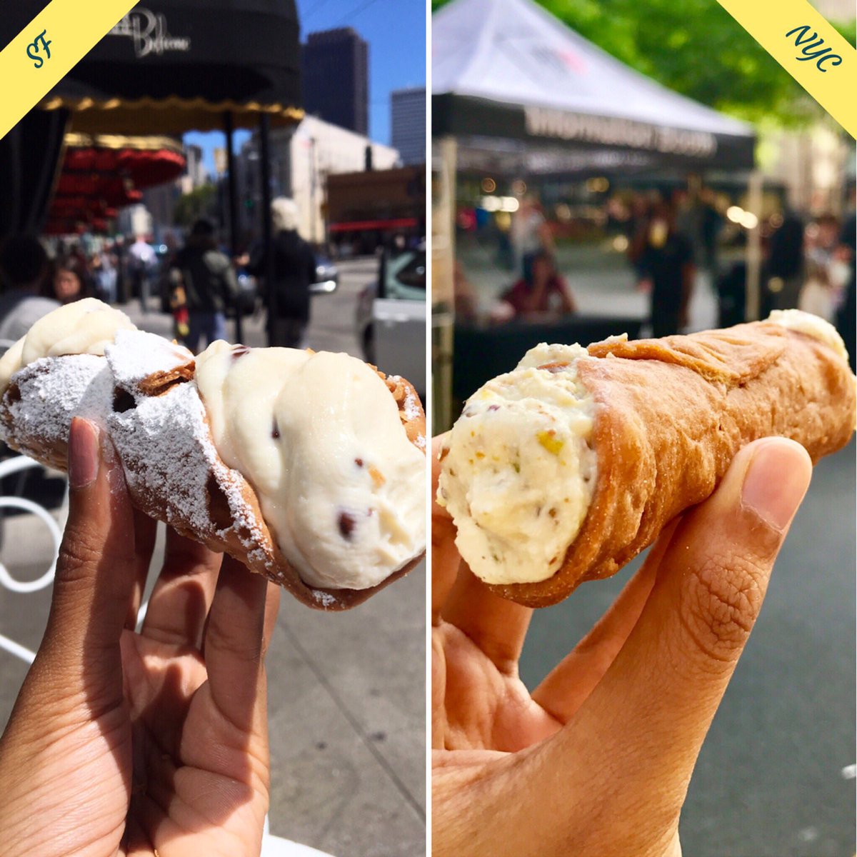 fromwhereweeat's tweet photo. Holy Cannoli! Delicious Italian treats from Stella Pastry &amp; Cafe (SF) and Eately (NYC) https://t.co/9Hu8A0MHSY https://t.co/LQ9CwOdKv4
