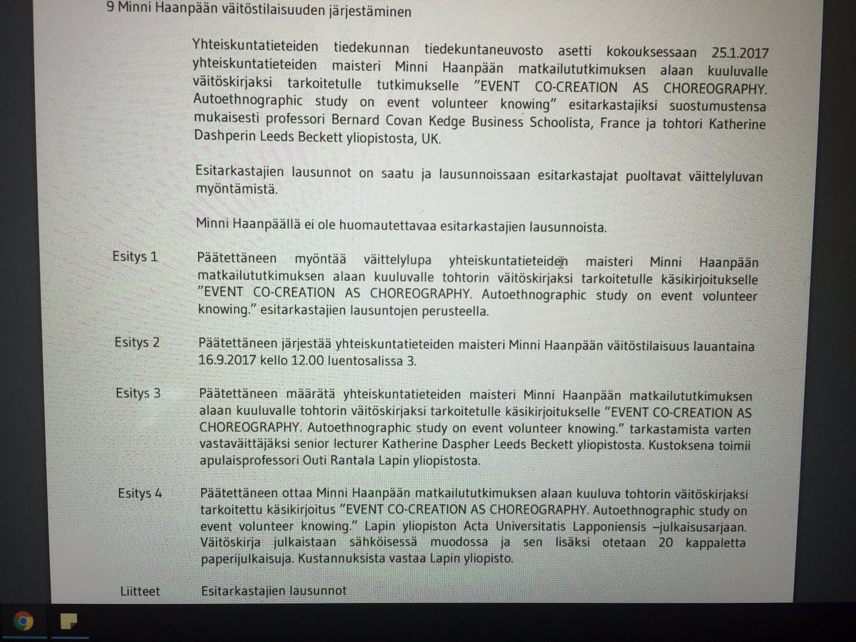 haanpaaminni's tweet photo. It's official: defending on Sept 16th! #phd #dateisset #ethnography #cocreation #finnishlanguageisnotthathard https://t.co/KqIAf1bTtD