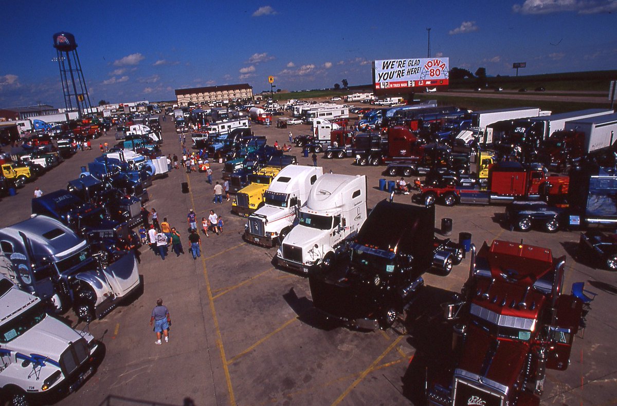Iowa80Truckstop's tweet photo. Everyone loves looking at the Super Truck Beauty Contest - #tbt to some of the trucks on display in 2003. #4weeks #wtj2017 #iowa80 https://t.co/9zngEQX3DC