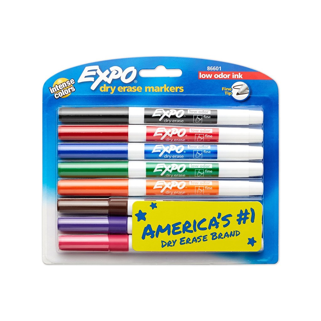 EXPO Low-Odor Dry Erase Markers, Fine Tip, Assorted Colors, 8-Count – $5.57 (Was: $11.49) thislow.com/2017/06/15/exp…