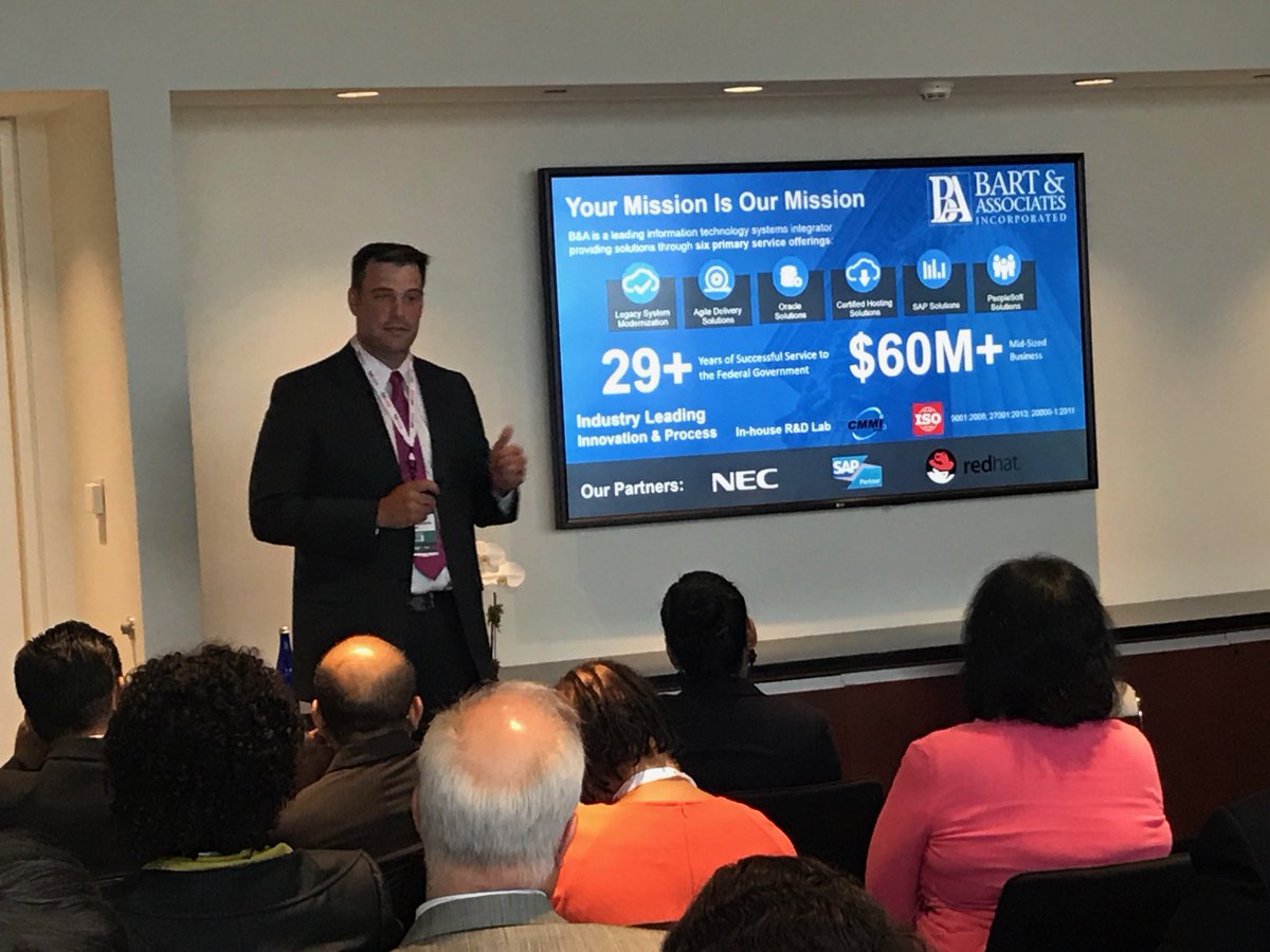 NEC's tweet photo. .@BartAssociates VP presenting SAP HANA for advanced homeland security analytics running on NEC's #IaaS at #DigitalNation17 https://t.co/Wuvp2Z1R7i