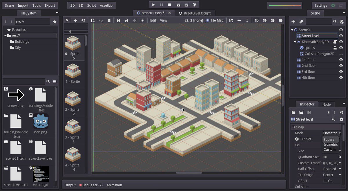 taodar's tweet image. #codeattack shows isometric perspective with @godotengine for #gamedev in @medialabprado