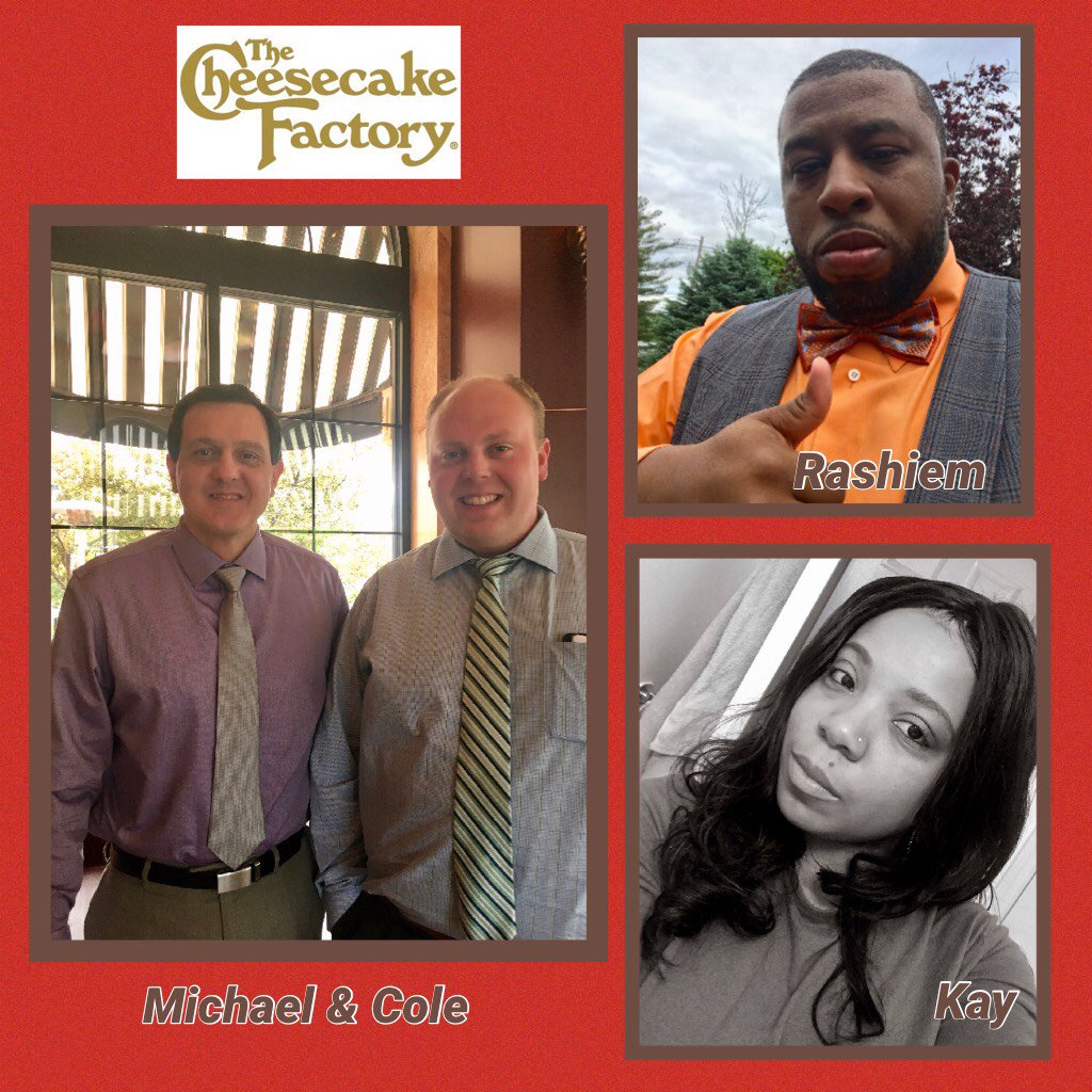 cakecareers's tweet photo. $1K Mgt Rfr'l Bonuses go 2 Rashiem 4rf'g Kay &2 Michael 4rf'g Cole! #greatplacetowork2017 #socheesecake #cakecareers https://t.co/1c3wPgzkRD https://t.co/EW6gXj1VrV
